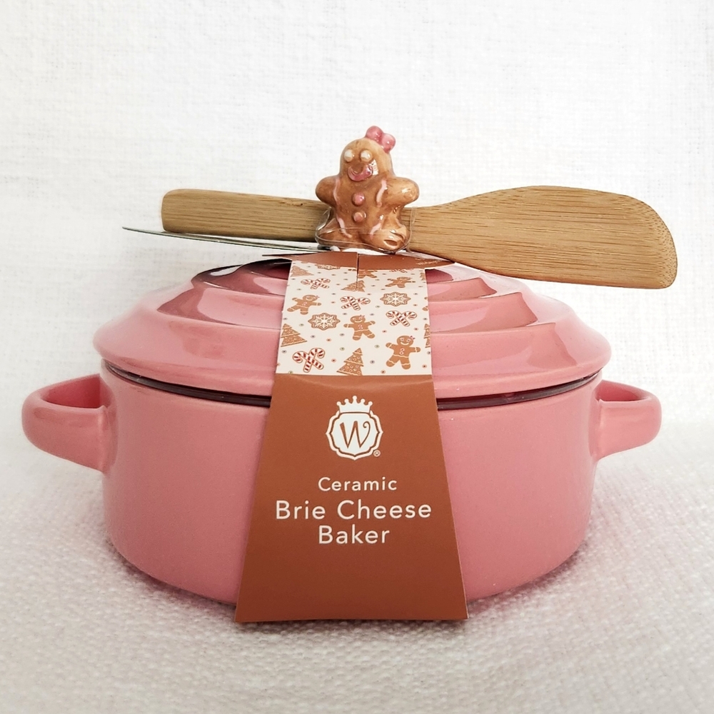 Pink Gingerbread Girl Brie Baker Dish - Christmas Holiday Baking - New